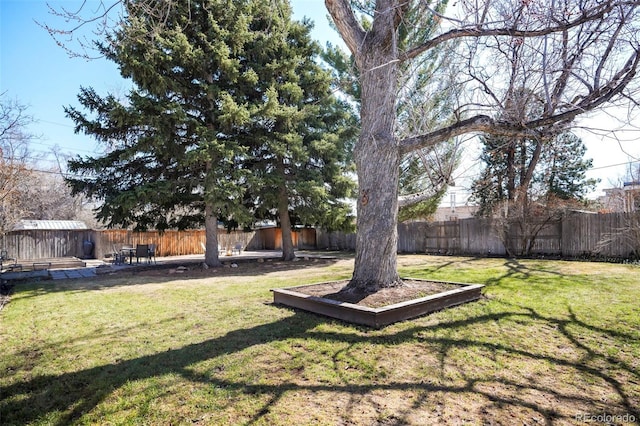 view of yard featuring a fenced backyard