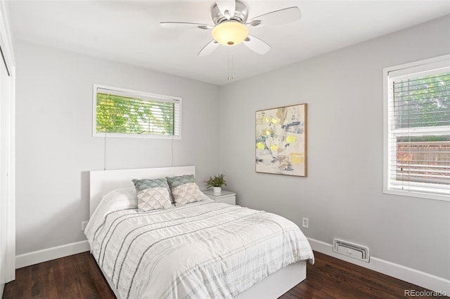 1360 S Hudson St, Denver, CO 80222 - bedroom featuring wood finished floors and ceiling fan