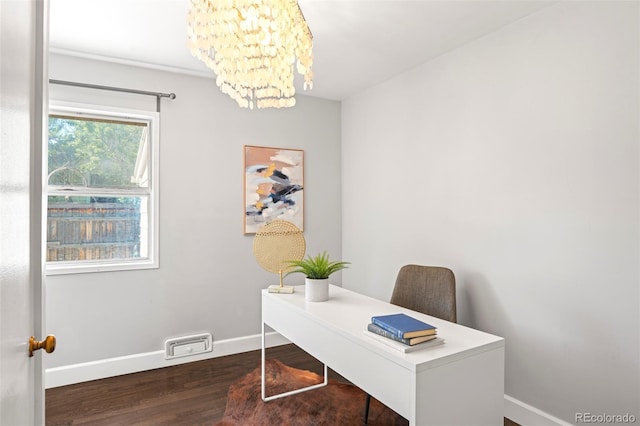 1360 S Hudson St, Denver, CO 80222 - office space with a chandelier and wood finished floors