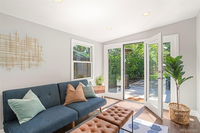 1360 S Hudson St, Denver, CO 80222 - living room featuring wood finished floors and recessed lighting