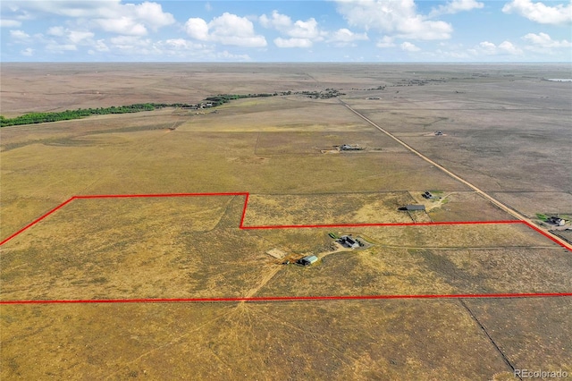 aerial view featuring a rural view