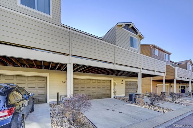 exterior space with a garage