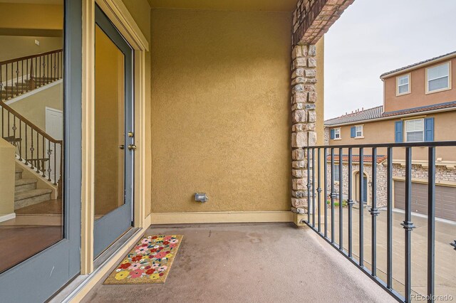 balcony with stairway
