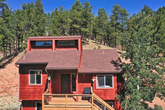 view of front of property featuring a deck