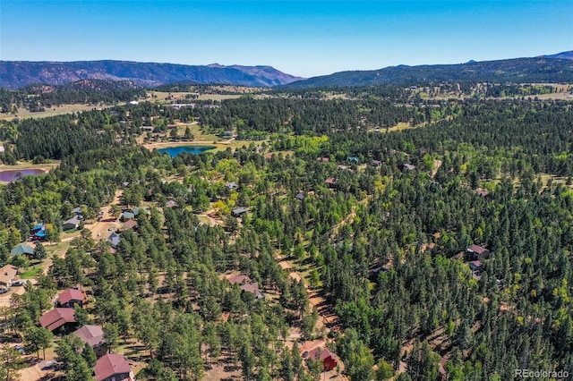 birds eye view of property featuring a water and mountain view