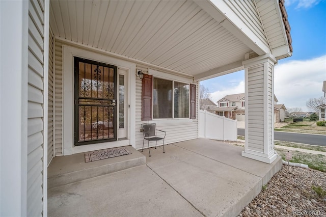 doorway to property featuring a porch
