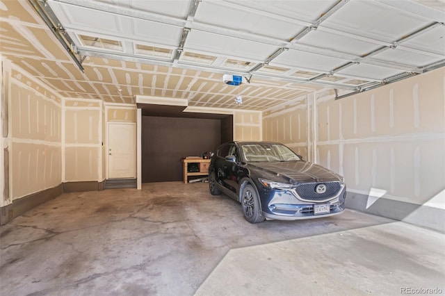 garage with a garage door opener