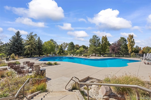 view of pool featuring a patio area