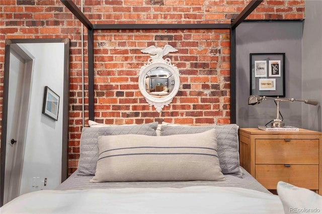 2500 Walnut St Unit 106, Denver, CO 80205 - bedroom with brick wall