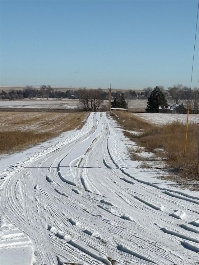 view of road with a rural view