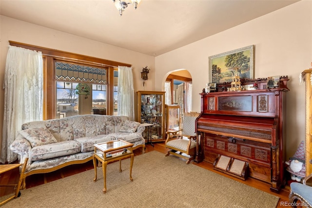 sitting room featuring hardwood / wood-style floors