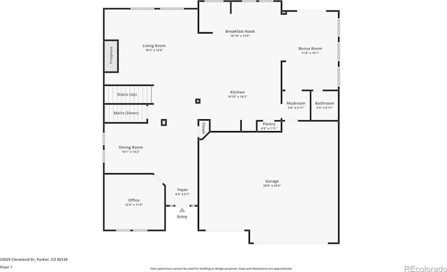23029 Cleveland Dr, Parker, CO 80138 - view of floor plan / room layout
