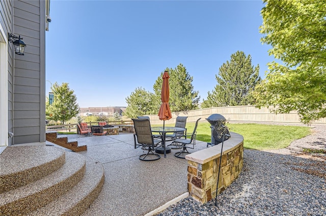 23029 Cleveland Dr, Parker, CO 80138 - fenced backyard featuring a patio and outdoor dining space