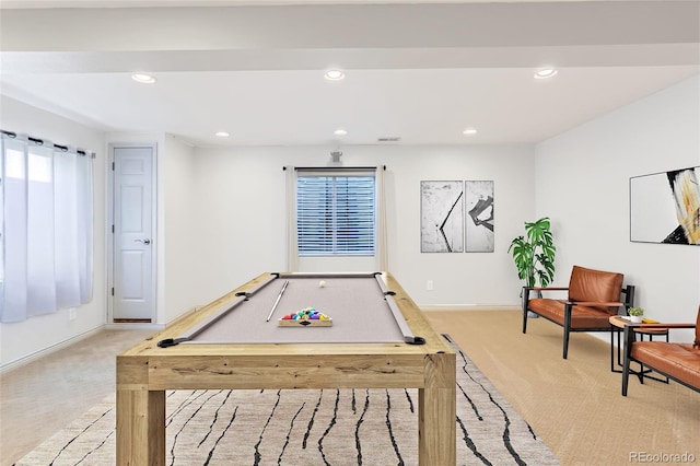 23029 Cleveland Dr, Parker, CO 80138 - rec room with light carpet, recessed lighting, and billiards table
