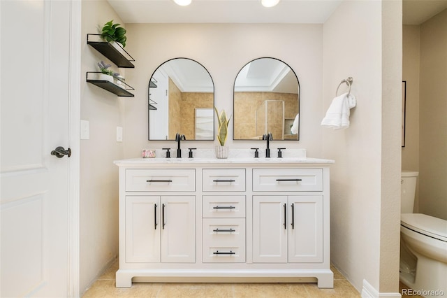 19595 N Mitchell Dr, Denver, CO 80249 - full bathroom featuring double vanity and tile patterned floors
