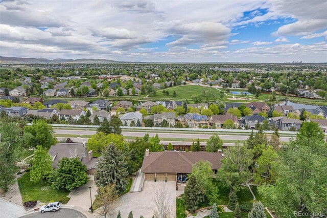 7522 S Mount Zirkel, Littleton, CO 80127 - aerial view of residential area with mountains