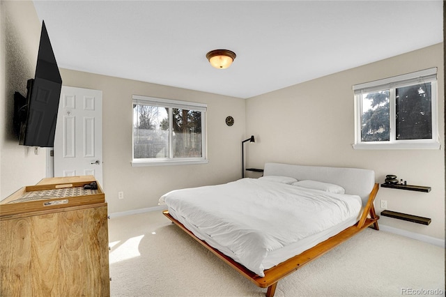 bedroom with multiple windows and carpet flooring