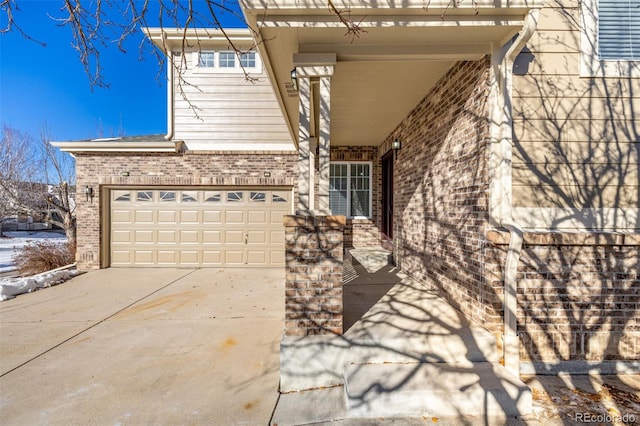 exterior space featuring a garage