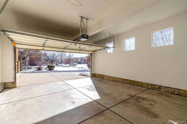 garage with a garage door opener