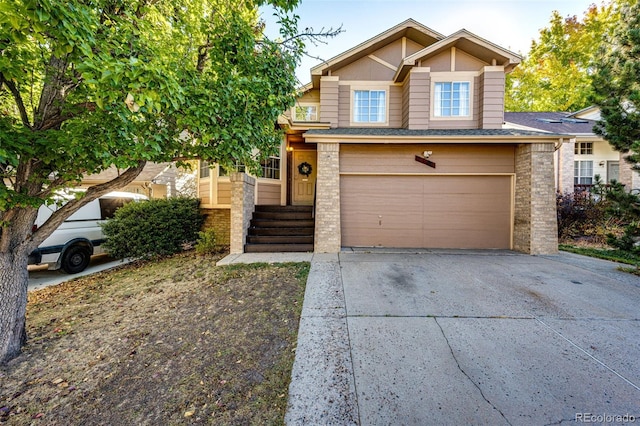 view of front of house with a garage