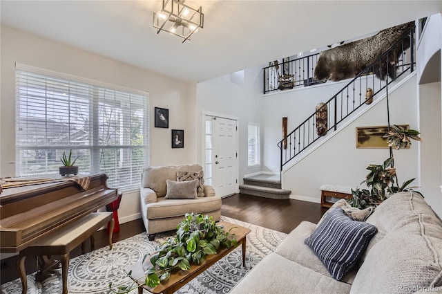 living room with wood-type flooring