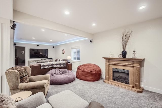 living room featuring carpet floors