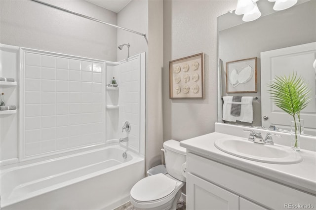 full bathroom featuring vanity, toilet, and shower / bathing tub combination