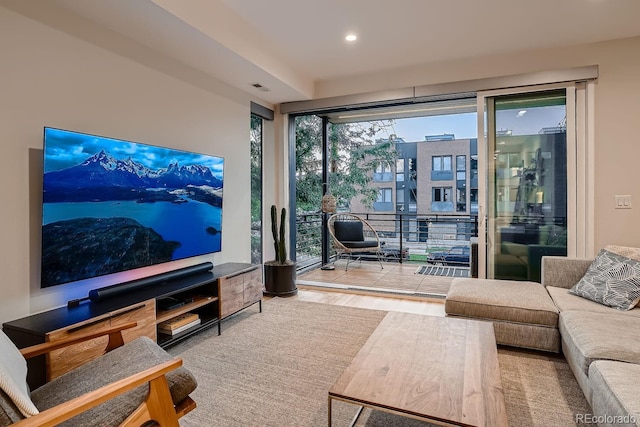 living room featuring hardwood / wood-style floors