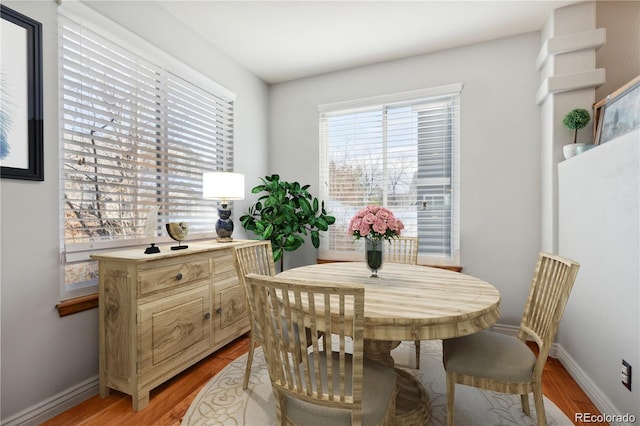 dining room with light wood-type flooring