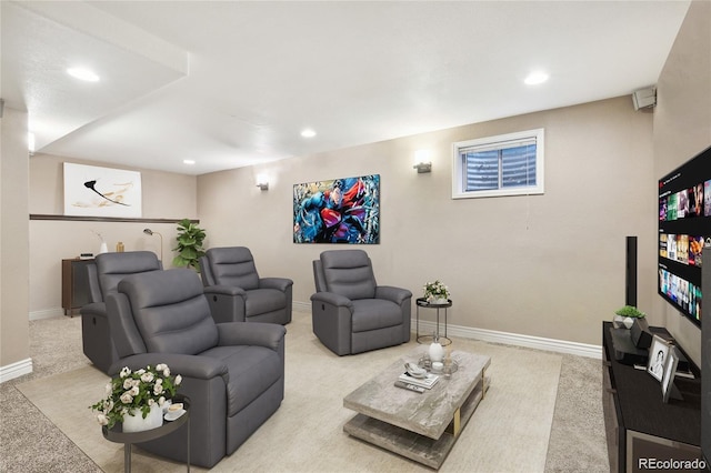 living room with carpet floors