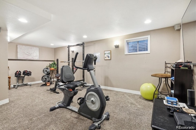 exercise area featuring carpet