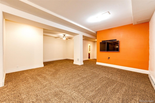 basement with carpet flooring