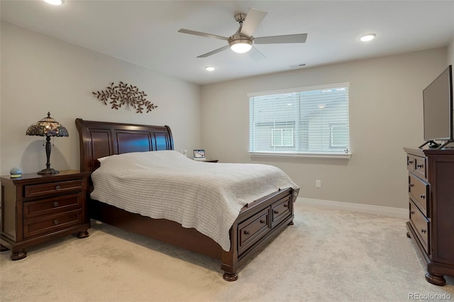 16461 E 119th Way Unit B, Commerce City, CO 80022 - bedroom with light carpet, recessed lighting, and a ceiling fan
