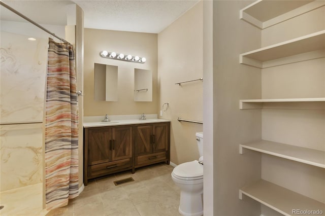 235 W May St, Cripple Creek, CO 80813 - full bath with double vanity, a shower with curtain, and tile patterned floors