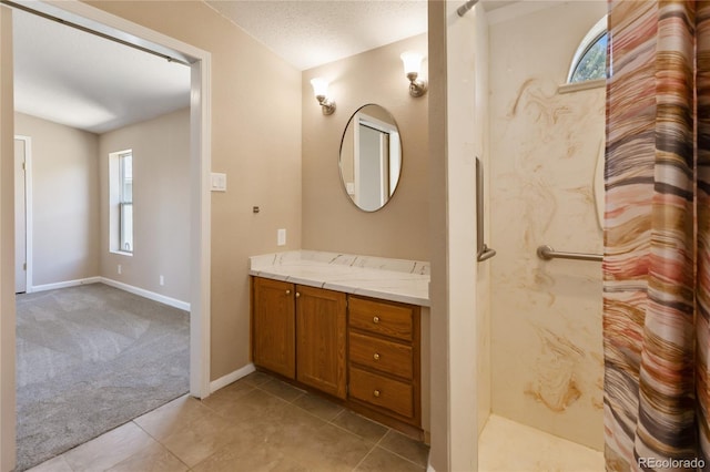 235 W May St, Cripple Creek, CO 80813 - bathroom featuring vanity, a shower with shower curtain, and tile patterned floors