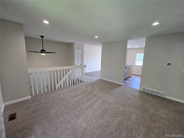1265 S Biscay St, Aurora, CO 80017 - carpeted spare room with recessed lighting, a textured ceiling, and a ceiling fan