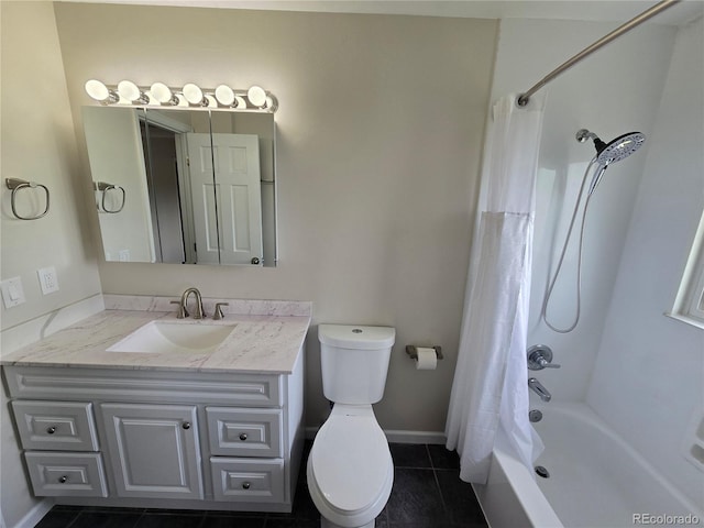 1265 S Biscay St, Aurora, CO 80017 - bathroom featuring tile patterned flooring, vanity, and shower / bath combination with curtain