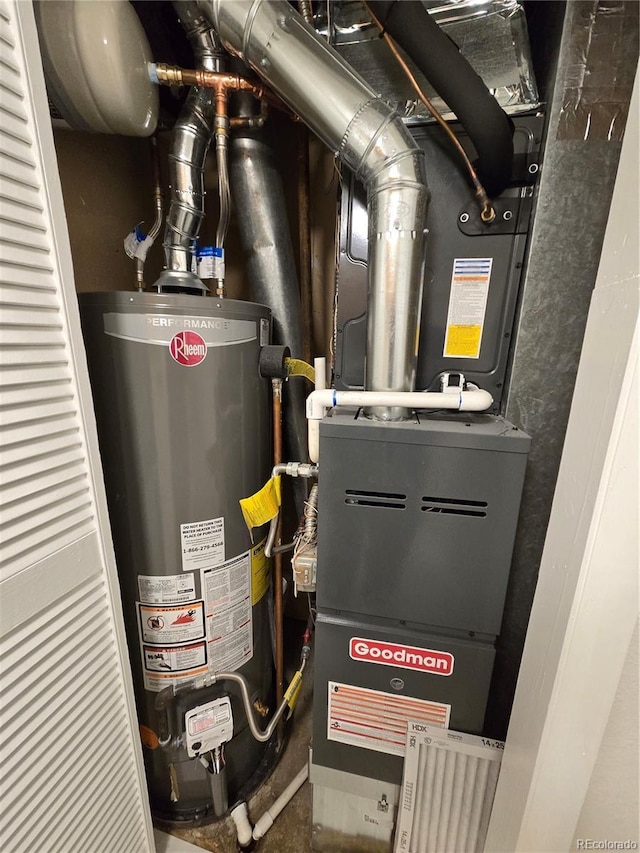 1265 S Biscay St, Aurora, CO 80017 - utility room featuring gas water heater and heating unit