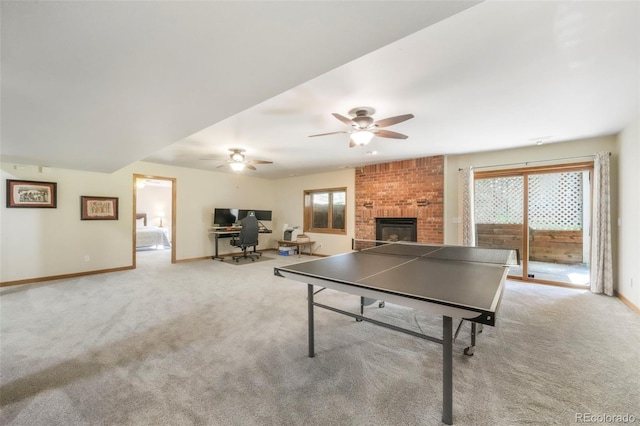 19165 Golden Arrow Cir, Monument, CO 80132 - rec room with a desk, plenty of natural light, carpet flooring, and ceiling fan