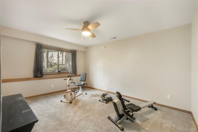 19165 Golden Arrow Cir, Monument, CO 80132 - workout room with ceiling fan and carpet