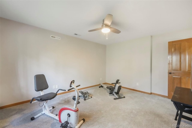 19165 Golden Arrow Cir, Monument, CO 80132 - workout room with carpet floors and ceiling fan