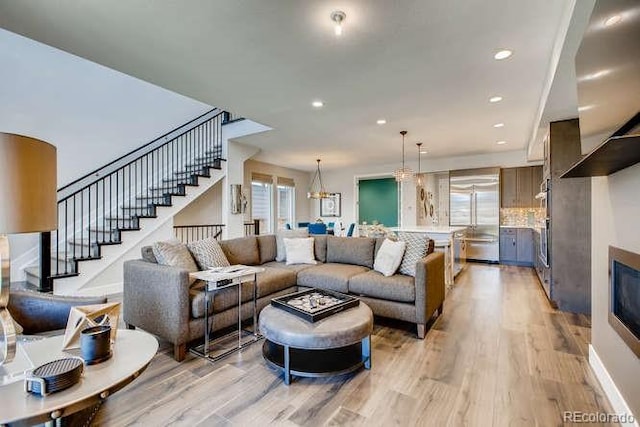 living room featuring light wood-type flooring