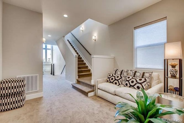 living room with carpet flooring