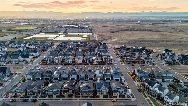 view of aerial view at dusk