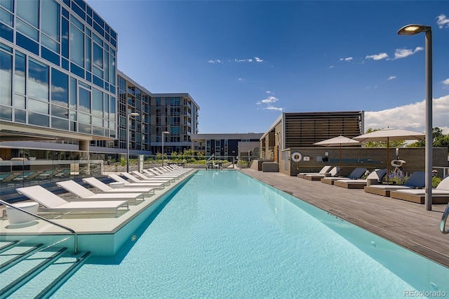 view of pool with a patio area