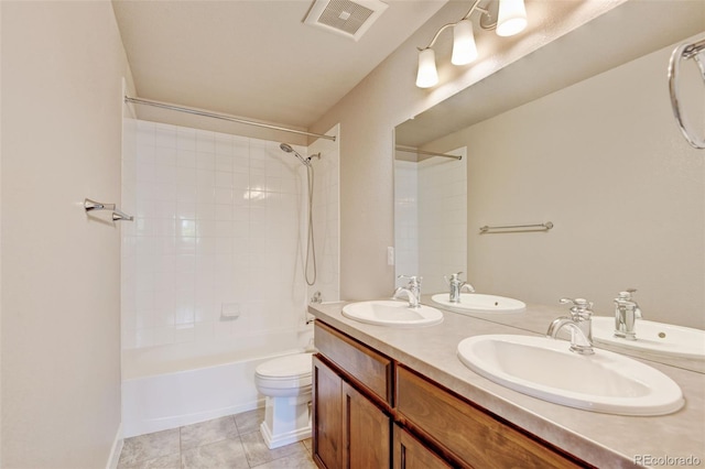 5080 Uinta St, Denver, CO 80238 - bathroom with shower / tub combination, double vanity, and tile patterned flooring
