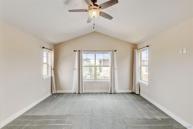 5080 Uinta St, Denver, CO 80238 - spare room with a ceiling fan, carpet flooring, healthy amount of natural light, and lofted ceiling