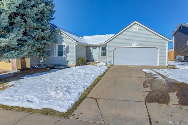 single story home with a garage