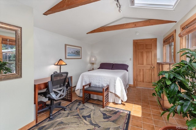 225 Shavano St, Poncha Springs, CO 81242 - bedroom with a desk, rail lighting, and tile patterned floors