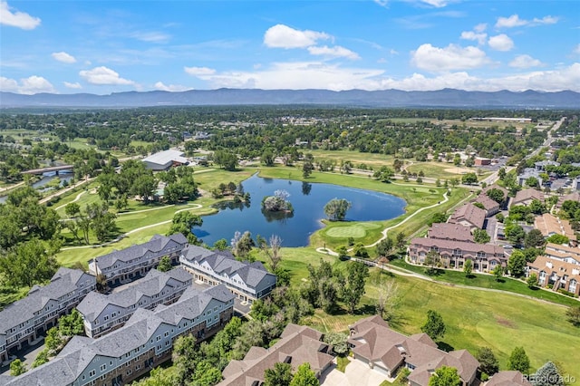 2763 W Riverwalk Cir Unit B, Littleton, CO 80123 - aerial perspective of suburban area featuring a water and mountain view and a golf club